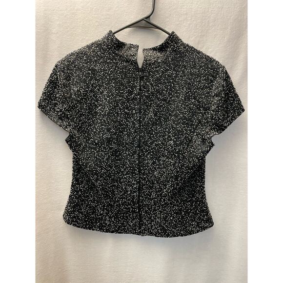 Zola Evening luxury size 12 zip back sequins black top - Picture 3 of 5